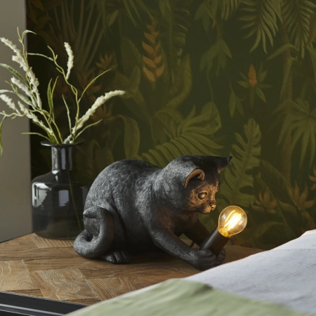 Lampa stołowa czarna w kształcie kota z żywicy 107390 z serii Kitten - Endon Lighting