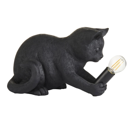 Lampa stołowa czarna w kształcie kota z żywicy 107390 z serii Kitten - Endon Lighting