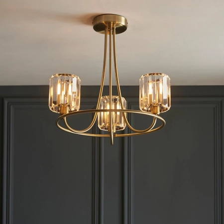 Lampa sufitowa mosiężna 3-punktowa szklana 107801 z serii Berenice - Endon Lighting