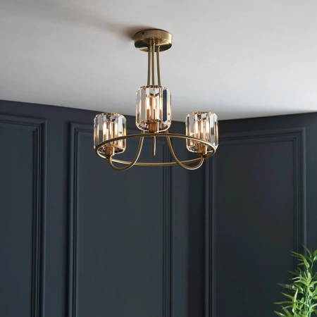 Lampa sufitowa mosiężna 3-punktowa szklana 107801 z serii Berenice - Endon Lighting