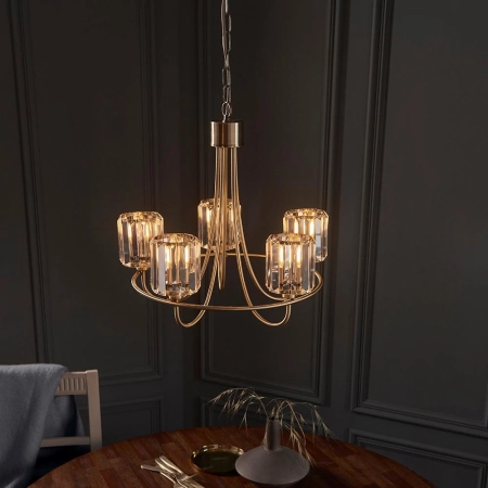 Lampa wisząca mosiężna 5-punktowa ze szklanymi kloszami 107802 z serii Berenice - Endon Lighting