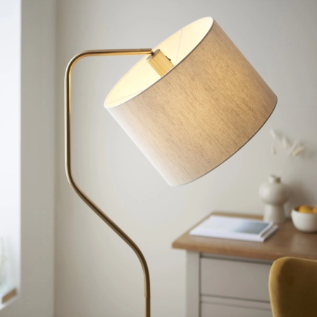 Lampa podłogowa mosiężna z lnianym abażurem 108022 z serii Clement - Endon Lighting