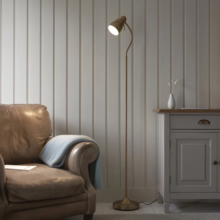 Lampa podłogowa metalowa mosiężna 1-punktowa 108126 z serii Classic Flexi - Endon Lighting