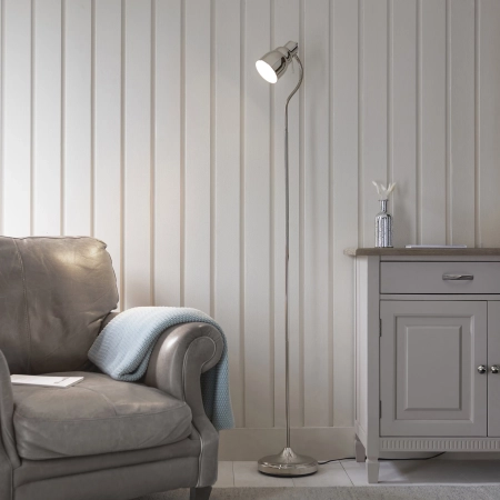 Lampa podłogowa metalowa niklowana z giętkim ramieniem 108127 z serii Classic Flexi - Endon Lighting