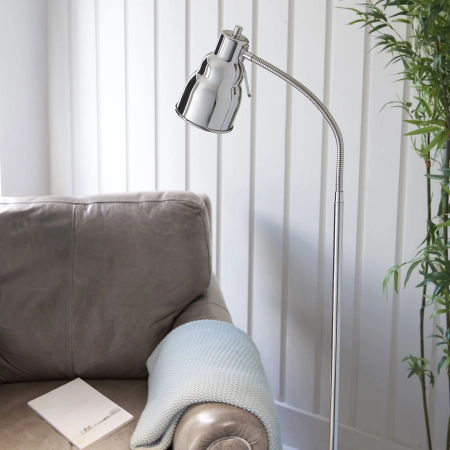 Lampa podłogowa metalowa niklowana z giętkim ramieniem 108127 z serii Classic Flexi - Endon Lighting