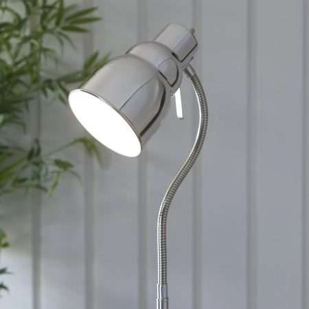 Lampa podłogowa metalowa niklowana z giętkim ramieniem 108127 z serii Classic Flexi - Endon Lighting