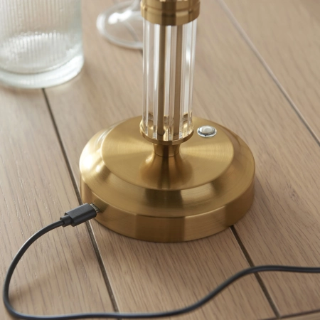 Lampa stołowa akumulatorowa mosiężna z akrylem 110463 z serii Morton - Endon Lighting