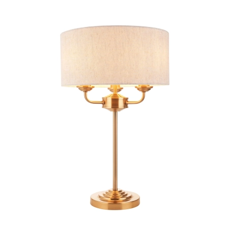 Lampa stołowa mosiężna 3-punktowa z abażurem 110721 z serii Highclere - Endon Lighting