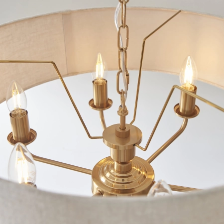 Lampa wisząca mosiężna z abażurem 6-punktowa 110722 z serii Highclere - Endon Lighting