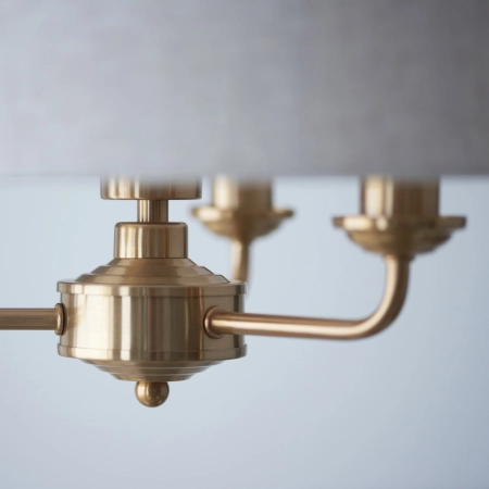 Lampa wisząca mosiężna z lnianym abażurem 3-punktowa 110723 z serii Highclere - Endon Lighting