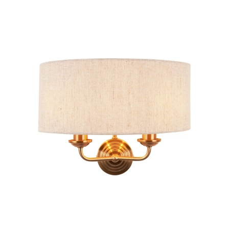 Kinkiet mosiężny dwupunktowy z lnianym kloszem 110726 z serii Highclere - Endon Lighting