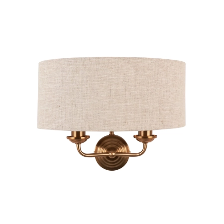 Kinkiet mosiężny dwupunktowy z lnianym kloszem 110726 z serii Highclere - Endon Lighting