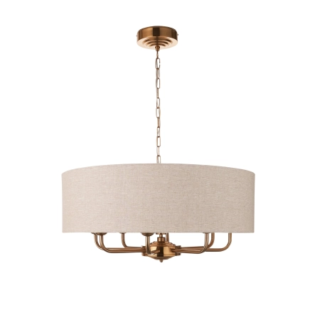 Lampa wisząca mosiężna z beżowym abażurem 8-punktowa 110727 z serii Highclere - Endon Lighting