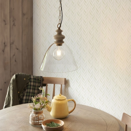 Lampa wisząca szklana z drewnem i mosiądzem 110825 z serii Cotswold - Endon Lighting