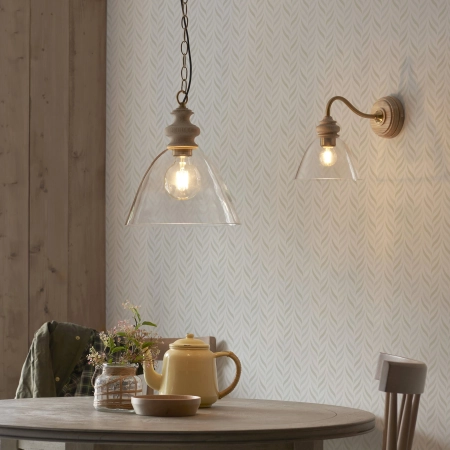Lampa wisząca szklana z drewnem i mosiądzem 110825 z serii Cotswold - Endon Lighting