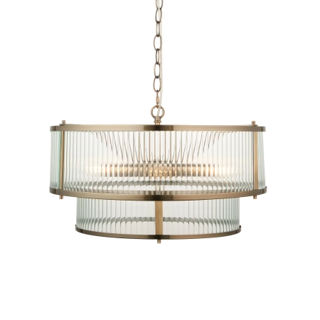 Lampa wisząca mosiężna 5-punktowa ze szkłem ryflowanym 110944 z serii Ridgeton - Endon Lighting