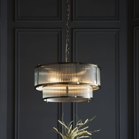 Lampa wisząca mosiężna 5-punktowa ze szkłem ryflowanym 110944 z serii Ridgeton - Endon Lighting