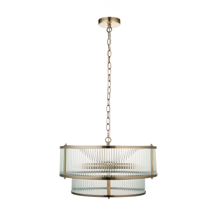 Lampa wisząca mosiężna 5-punktowa ze szkłem ryflowanym 110944 z serii Ridgeton - Endon Lighting