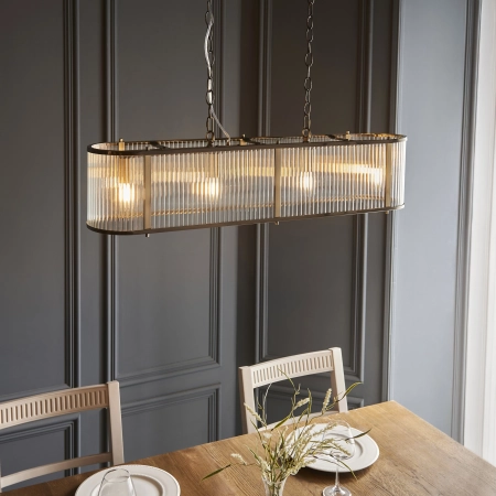 Lampa wisząca mosiężna podłużna szklana 4-punktowa 110945 z serii Ridgeton - Endon Lighting