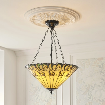 Lampa wisząca witrażowa wielokolorowa 1118813 z serii Tiffany