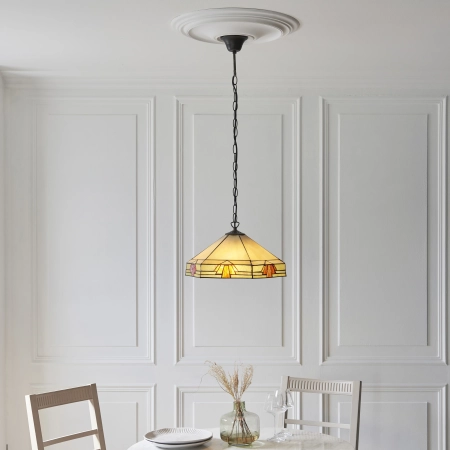 Lampa wisząca witrażowa wielokolorowa 1119893 z serii Tiffany