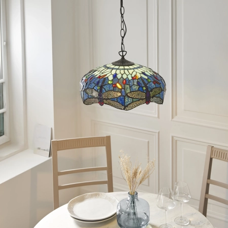 Lampa wisząca witrażowa wielokolorowa 11219560W z serii Tiffany