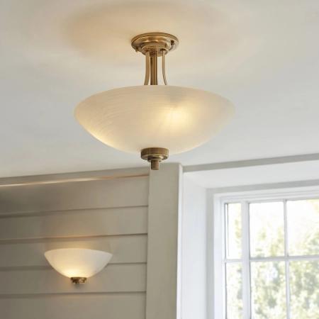 Kinkiet szklany półokrągły mosiężny 38cm 112439 z serii Welles - Endon Lighting