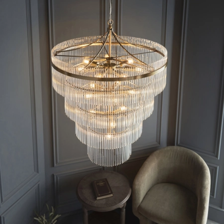 Żyrandol mosiężny kaskadowy szklany 16-punktowy 112576 z serii Marietta - Endon Lighting