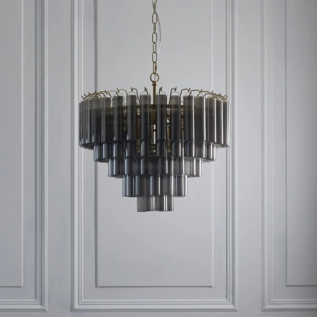 Lampa wisząca mosiężna szklana 12-punktowa 114197 z serii Toulouse - Endon Lighting