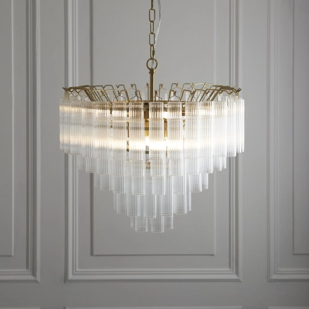 Żyrandol mosiężny szklany 12-punktowy 114199 z serii Toulouse - Endon Lighting