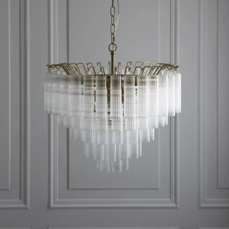 Żyrandol mosiężny szklany 12-punktowy 114199 z serii Toulouse - Endon Lighting