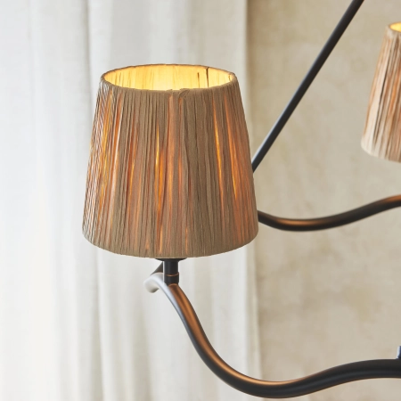 Lampa wisząca czarna metalowa z abażurami z rafii 3-punktowa 114212 z serii Wriggle - Endon Lighting