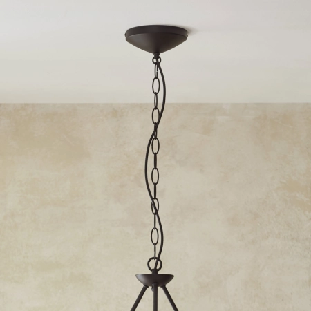 Lampa wisząca czarna metalowa z abażurami z rafii 3-punktowa 114212 z serii Wriggle - Endon Lighting