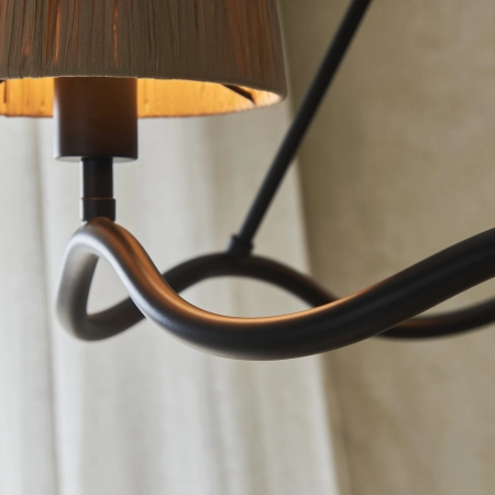 Lampa wisząca czarna metalowa z abażurami z rafii 3-punktowa 114212 z serii Wriggle - Endon Lighting