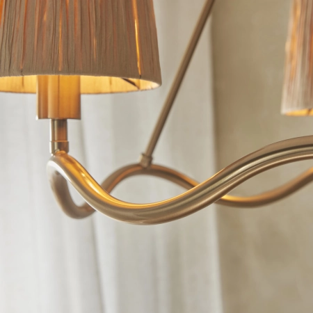 Lampa wisząca mosiężna 3-punktowa z rafią 114213 z serii Wriggle - Endon Lighting
