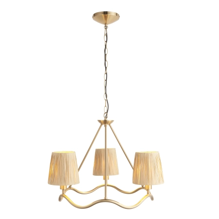 Lampa wisząca mosiężna 3-punktowa z rafią 114213 z serii Wriggle - Endon Lighting