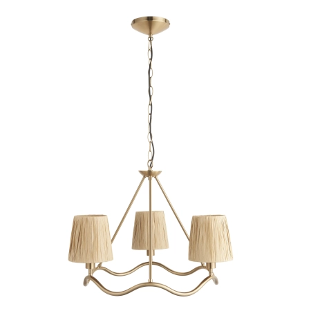 Lampa wisząca mosiężna 3-punktowa z rafią 114213 z serii Wriggle - Endon Lighting