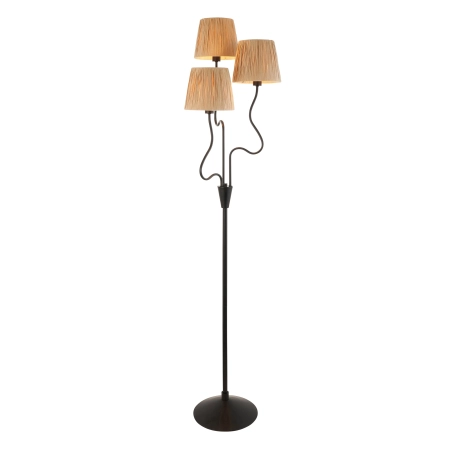 Lampa podłogowa czarna metalowa z trzema abażurami z rafii 114221 z serii Wriggle - Endon Lighting