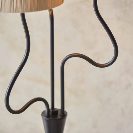 Lampa podłogowa czarna metalowa z trzema abażurami z rafii 114221 z serii Wriggle - Endon Lighting