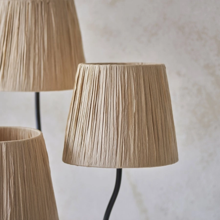 Lampa podłogowa czarna metalowa z trzema abażurami z rafii 114221 z serii Wriggle - Endon Lighting