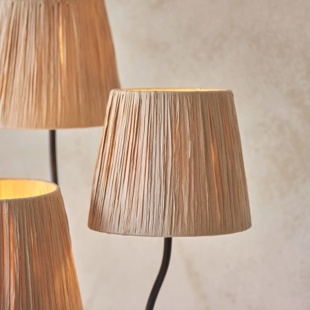 Lampa podłogowa czarna metalowa z trzema abażurami z rafii 114221 z serii Wriggle - Endon Lighting