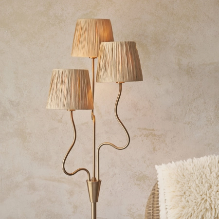 Lampa podłogowa mosiężna 3-punktowa z rafii 114222 z serii Wriggle - Endon Lighting