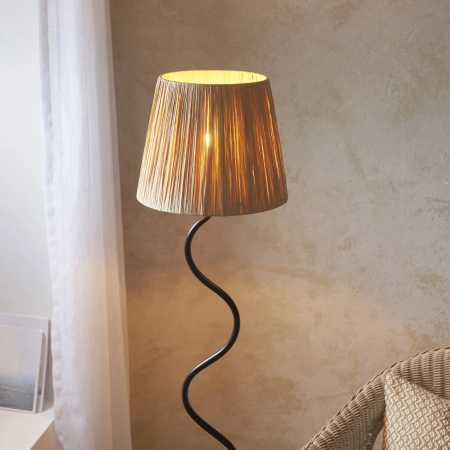 Lampa podłogowa czarna metalowa z abażurem z rafii 114223 z serii Wriggle - Endon Lighting