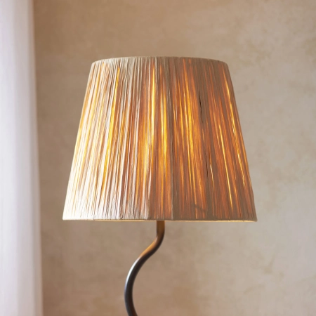 Lampa podłogowa czarna metalowa z abażurem z rafii 114223 z serii Wriggle - Endon Lighting