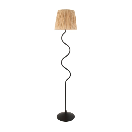 Lampa podłogowa czarna metalowa z abażurem z rafii 114223 z serii Wriggle - Endon Lighting
