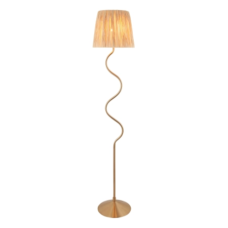 Lampa podłogowa mosiężna z kloszem z rafii 114224 z serii Wriggle - Endon Lighting