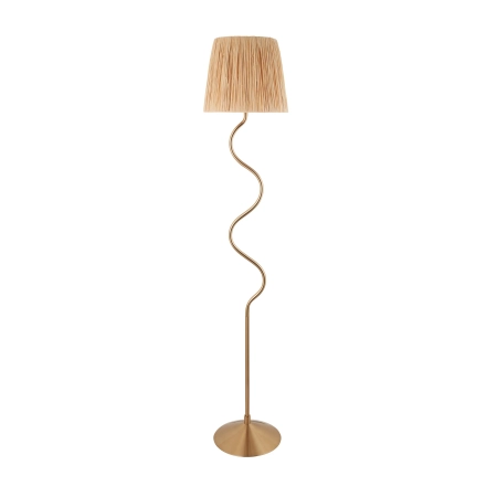 Lampa podłogowa mosiężna z kloszem z rafii 114224 z serii Wriggle - Endon Lighting
