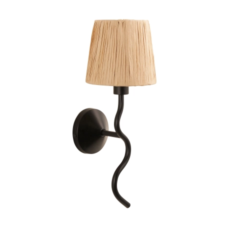 Kinkiet czarny metalowy z kloszem z rafii 114226 z serii Wriggle - Endon Lighting