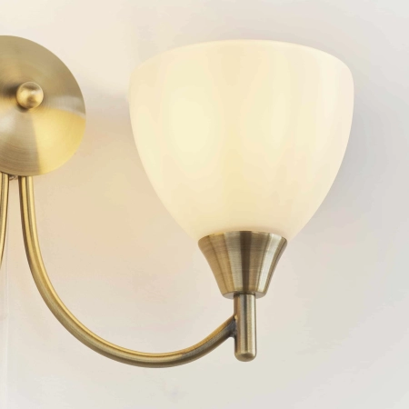 Kinkiet mosiężny dwupunktowy z kloszami ecru 1805-2AN z serii Alton - Endon Lighting