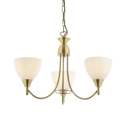 Lampa wisząca mosiężna 3-punktowa z białymi kloszami 1805-3AN z serii Alton - Endon Lighting